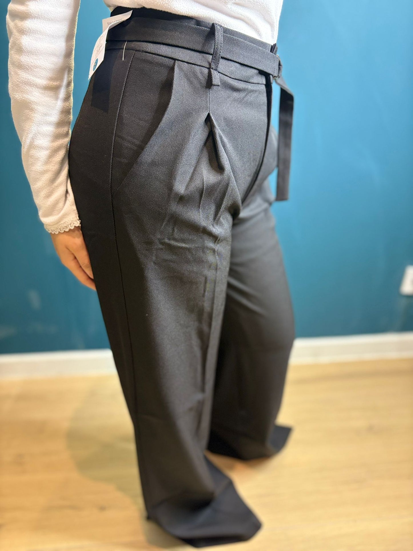 Pantalon Femme Élégant Taille Haute avec Ceinture