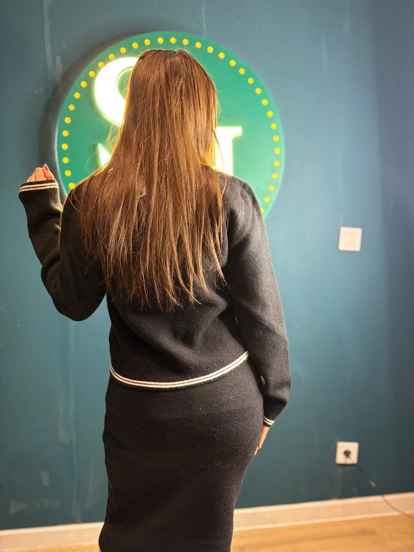 Ensemble Tailleur Femme Scintillant avec Nœud