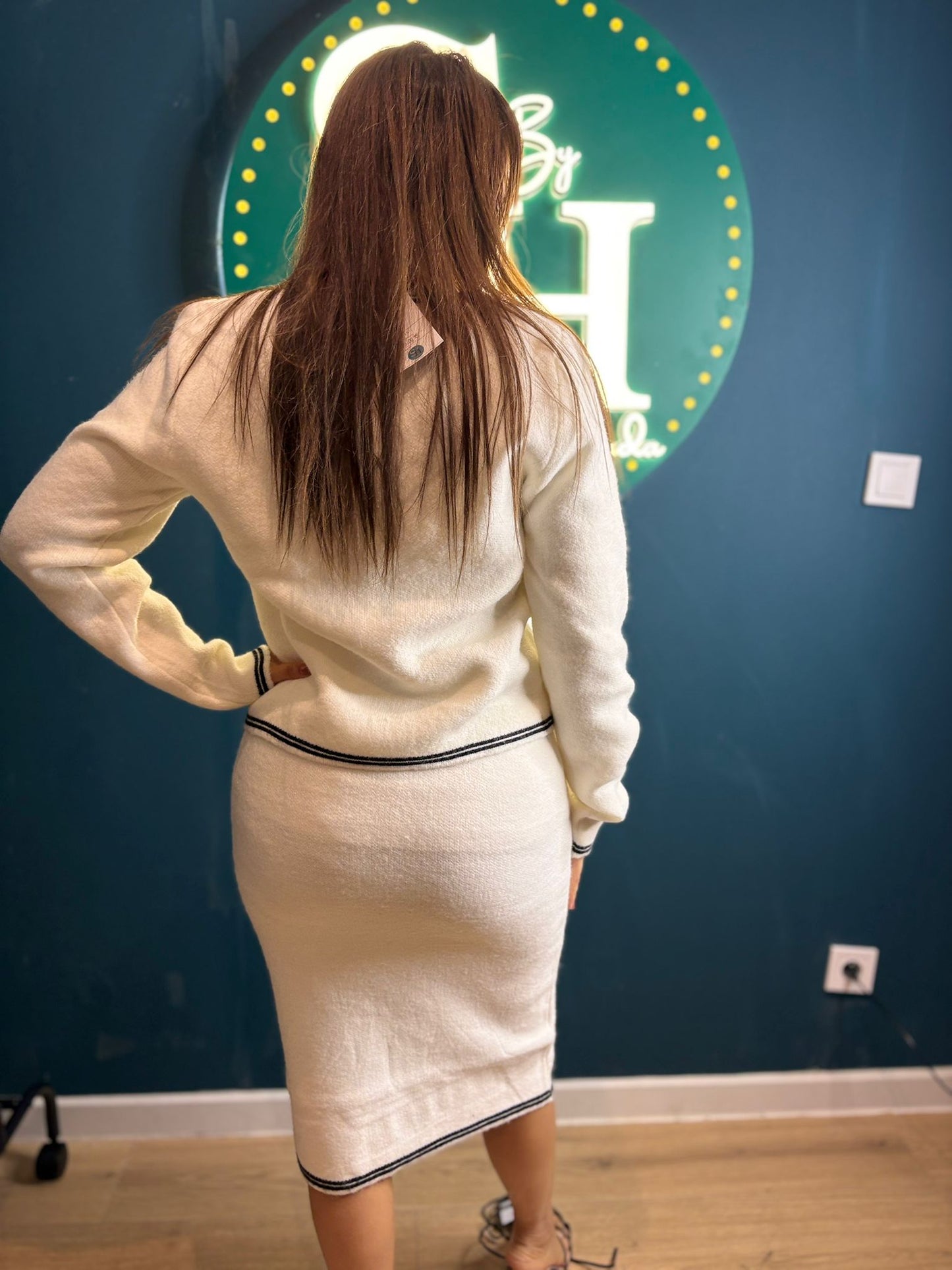 Ensemble Tailleur Femme Scintillant avec Nœud