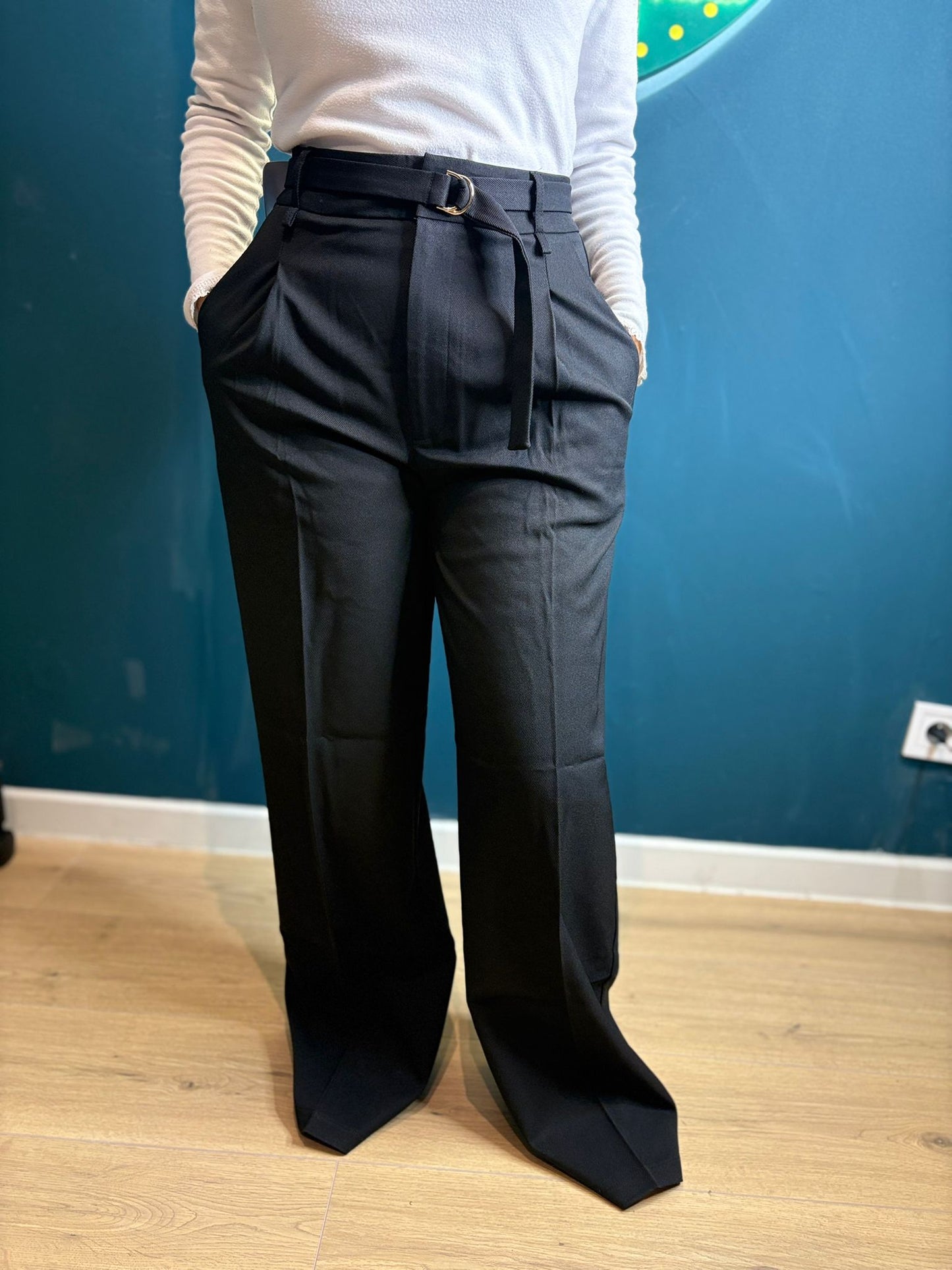Pantalon Femme Élégant Taille Haute avec Ceinture